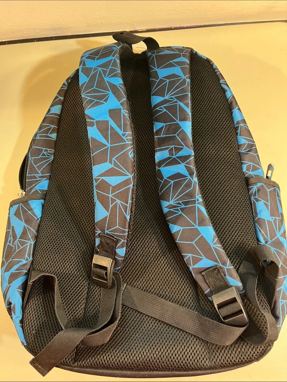 Blue & Black Geometric Backpack